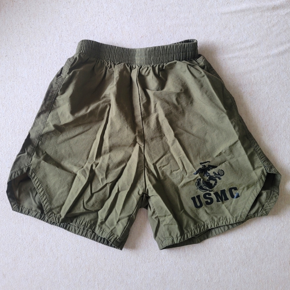 Kid's Trooper USMC PT Shorts, size XS (4/5), Dark Green